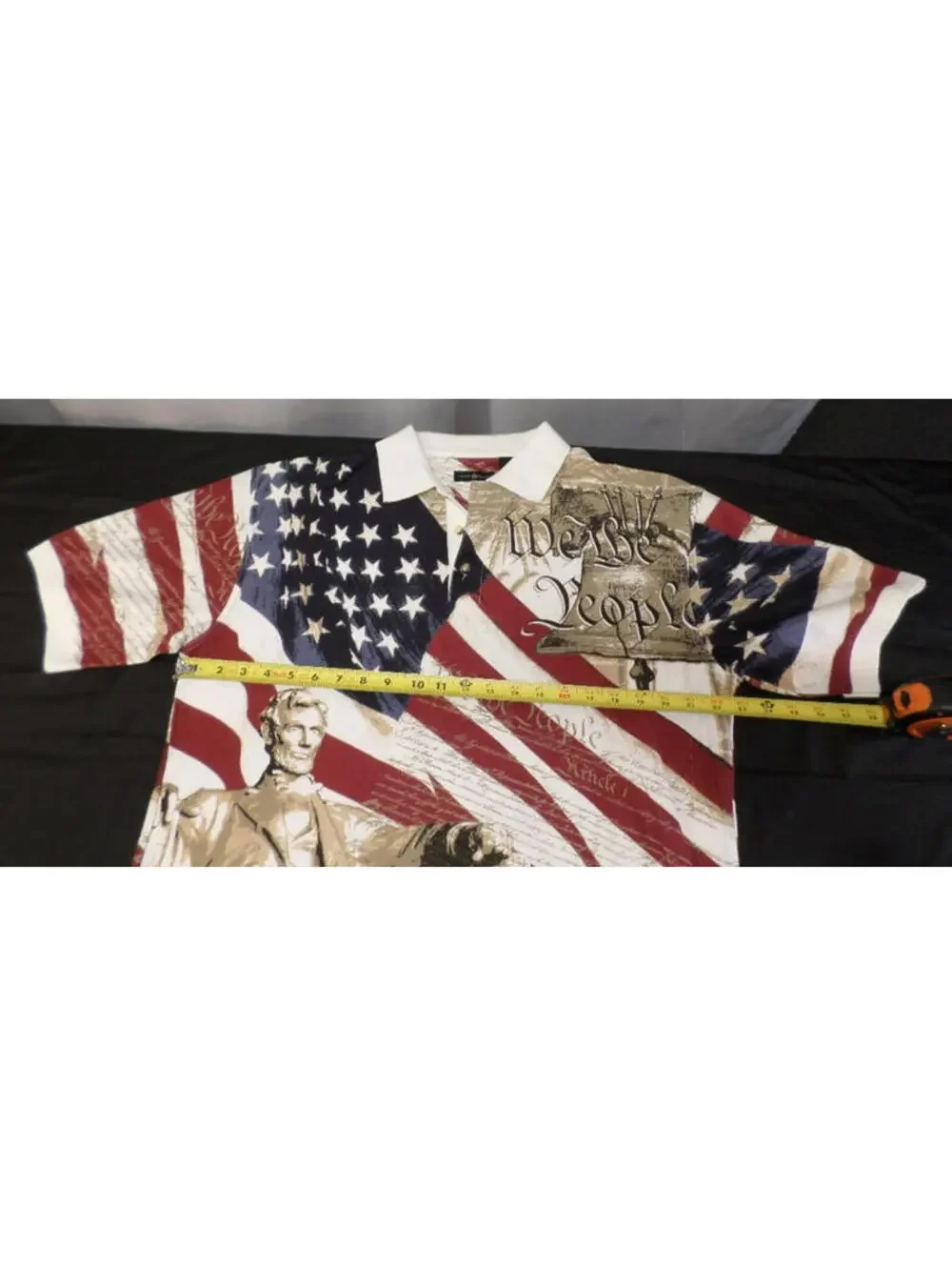 DESIGNER COTTON TRADERS WE THE PEOPLE COTTON POLO AMERICAN FLAG SHIRT MEDIUM - Picture 12 of 12